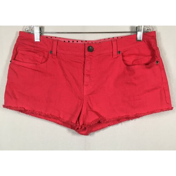 Victoria's Secret Shorts Women Sz 14 Hot Pink Frayed Hem Denim Stretch Boyfriend - Picture 1 of 8